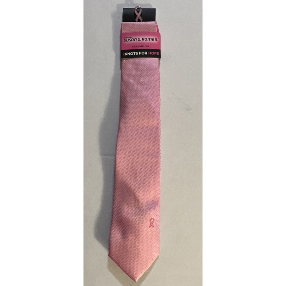 Susan G. Komen KNOTS FOR HOPE Men's Neck‎ Tie & Lapel Pin NEW
